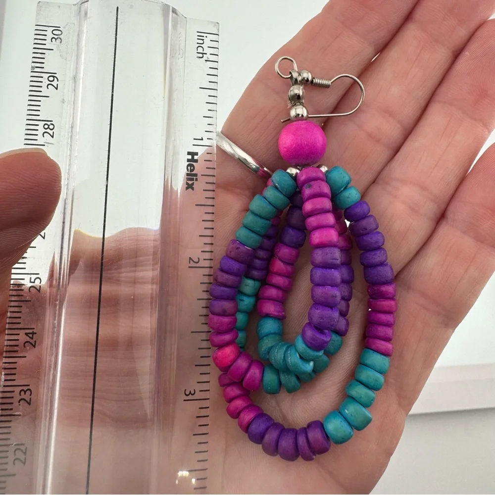 Vintage 80’s Retro Bold Multicolor Wood Beaded Necklace just in from Grandma - Picture 7 of 9